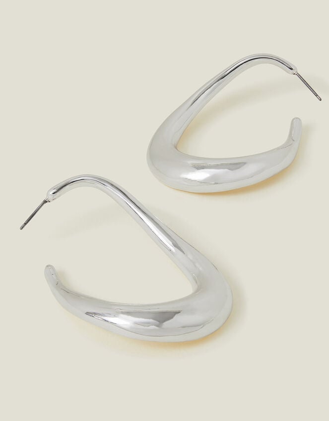 accessorize Chunky Hoop Drop Earrings Silver