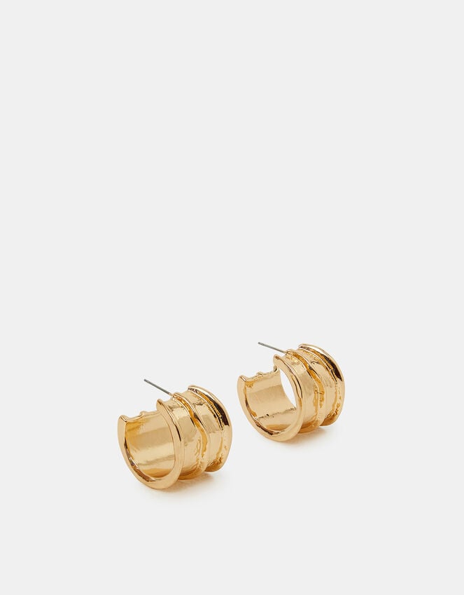 Accessorize Chunky Ribbed Hoop Earrings Gold