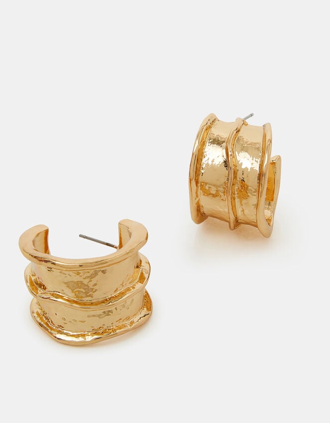 accessorize Chunky Ribbed Hoop Earrings Gold