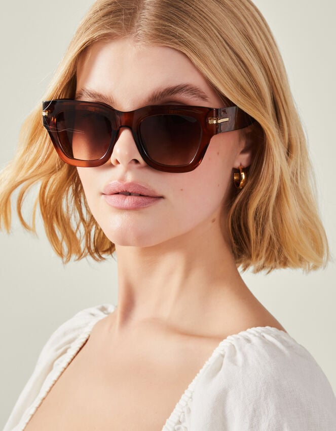Accessorize Chunky Square Sunglasses Brown