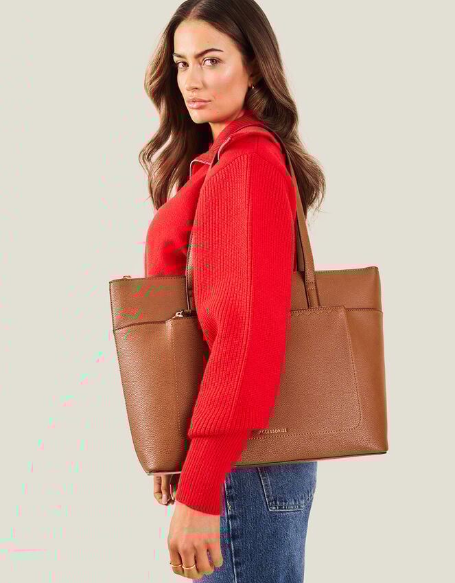 accessorize Classic Pocket Tote Bag Tan