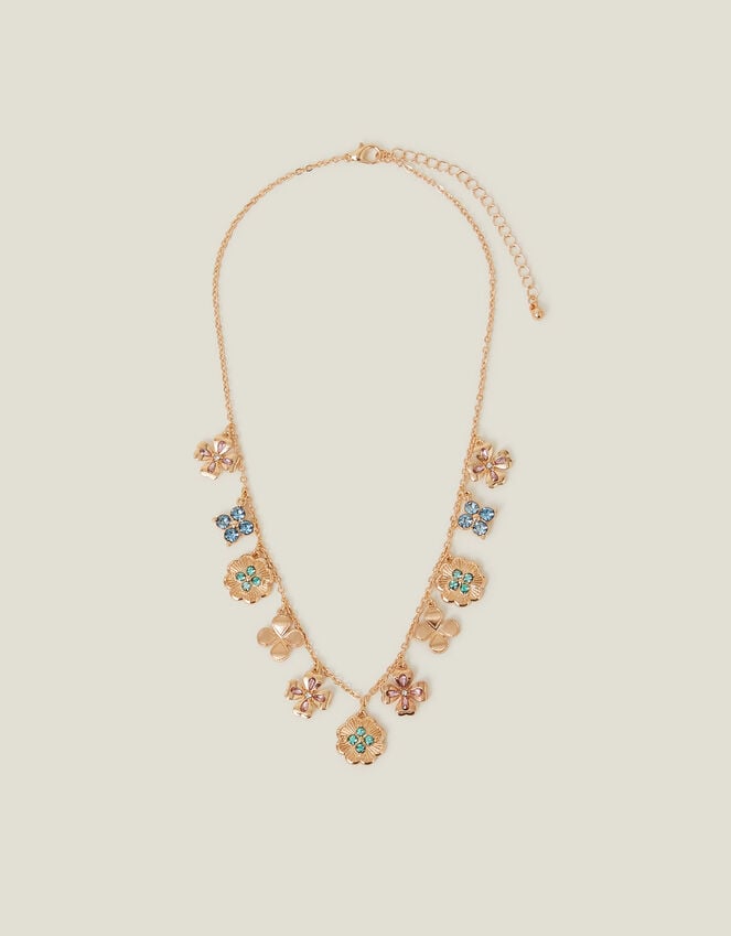 Accessorize Clover Charm Necklace Gold