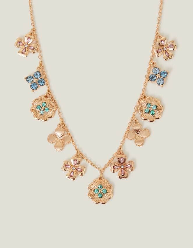 accessorize Clover Charm Necklace Gold