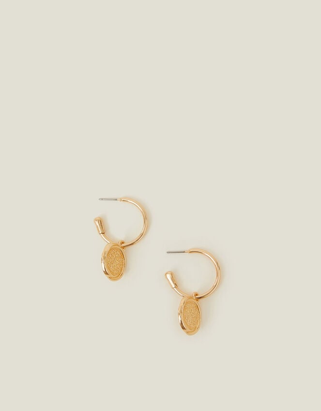 Accessorize Coin Hoop Drop Earrings Gold