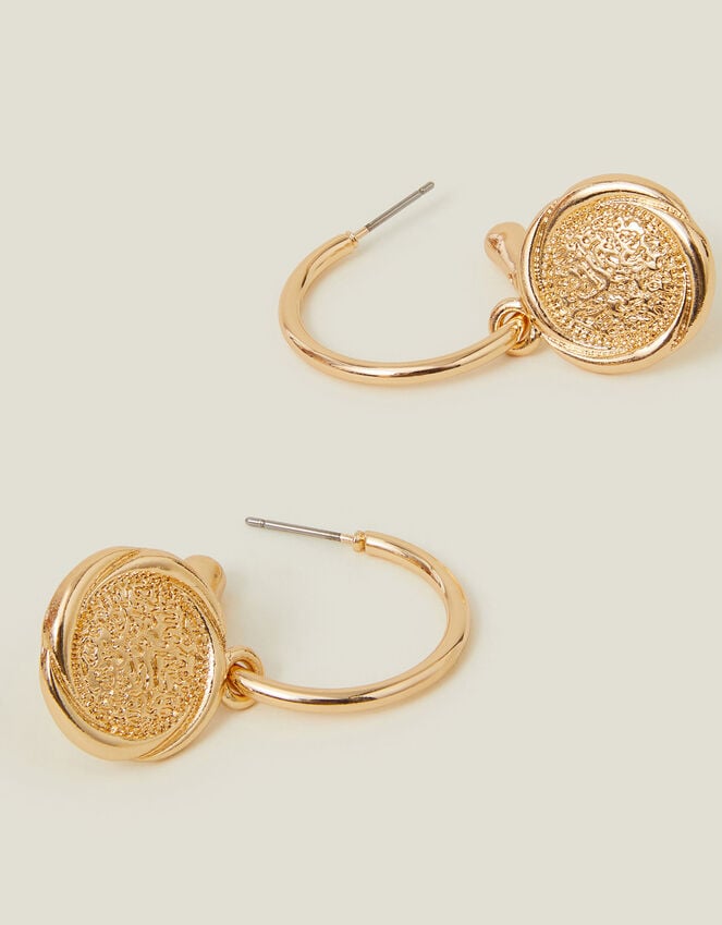 accessorize Coin Hoop Drop Earrings Gold