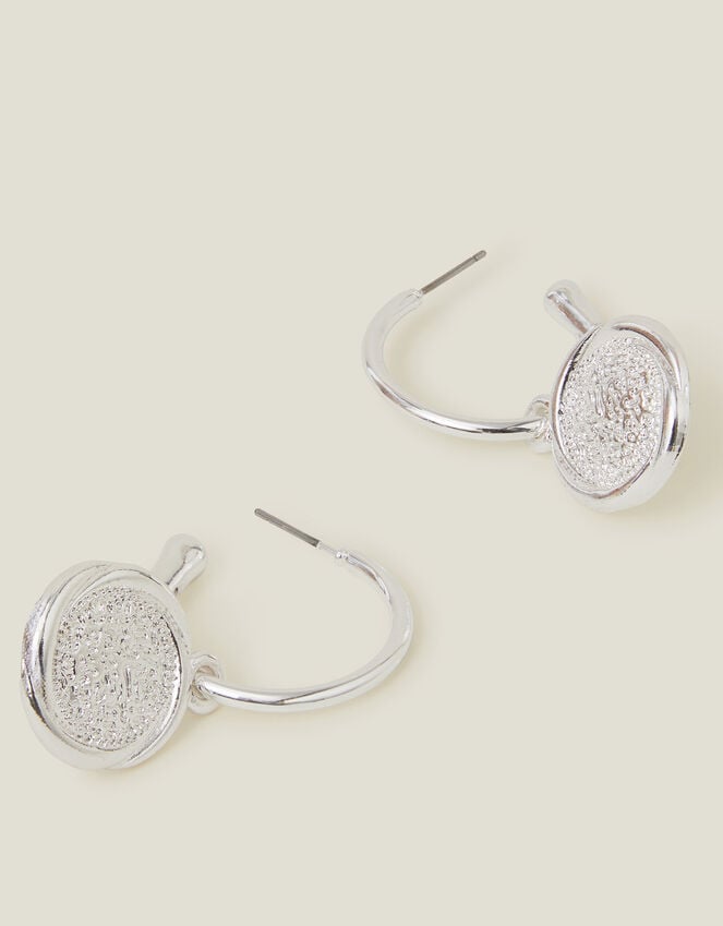 accessorize Coin Hoop Drop Earrings Silver