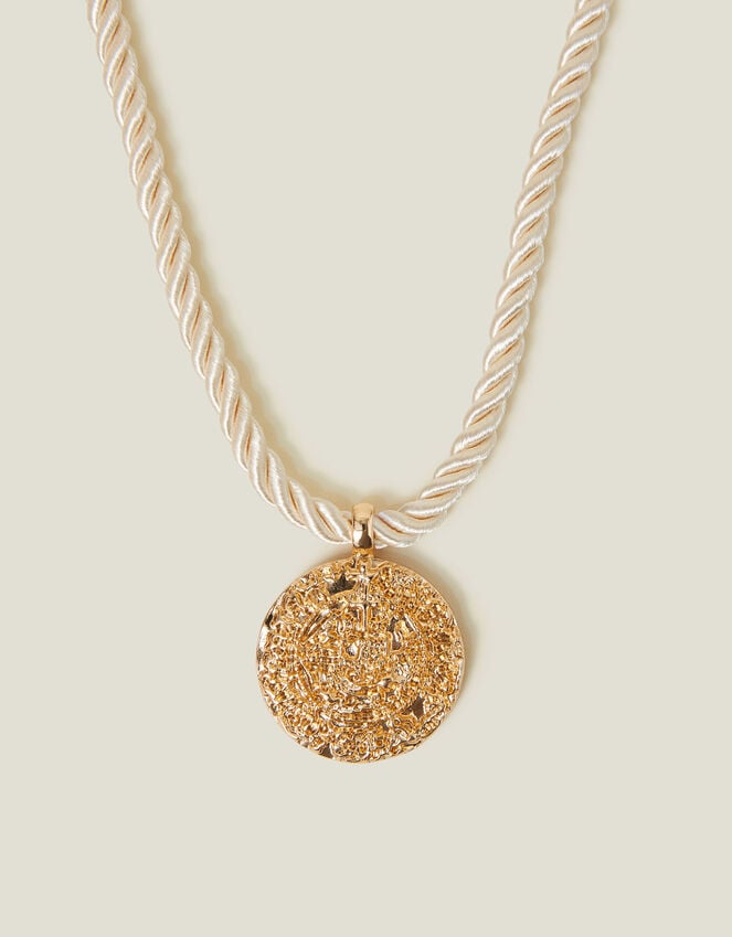 accessorize Coin Pendant Cord Necklace Gold