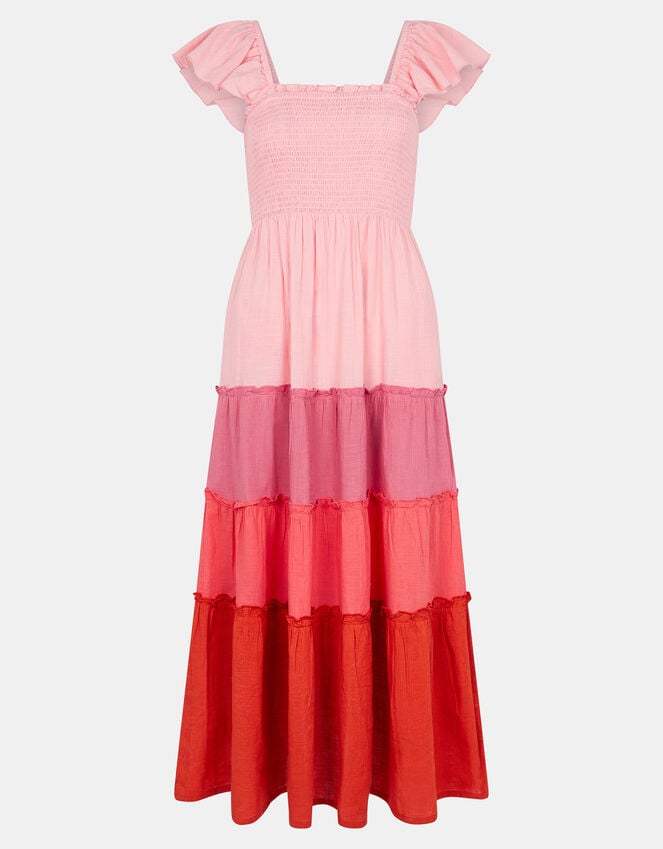 Accessorize Colourblock Tiered Maxi Dress Pink