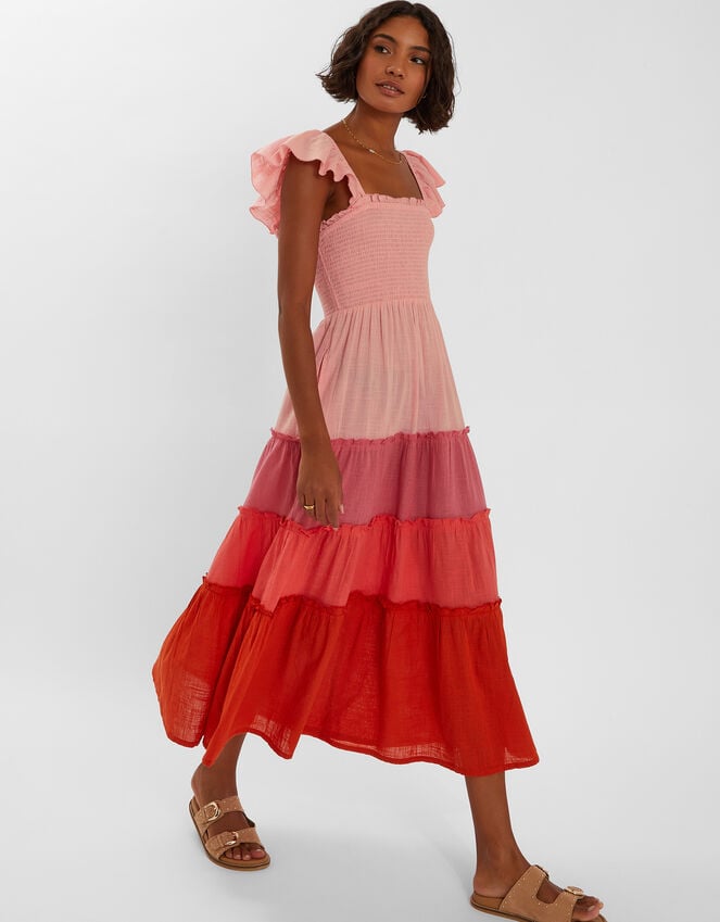 accessorize Colourblock Tiered Maxi Dress Pink