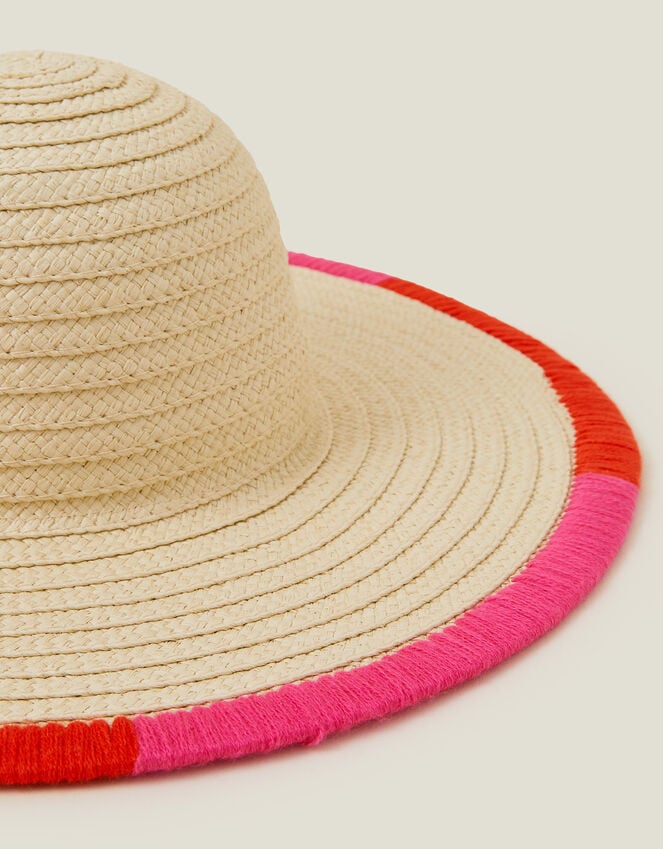 Accessorize Colourful Trim Floppy Straw Hat