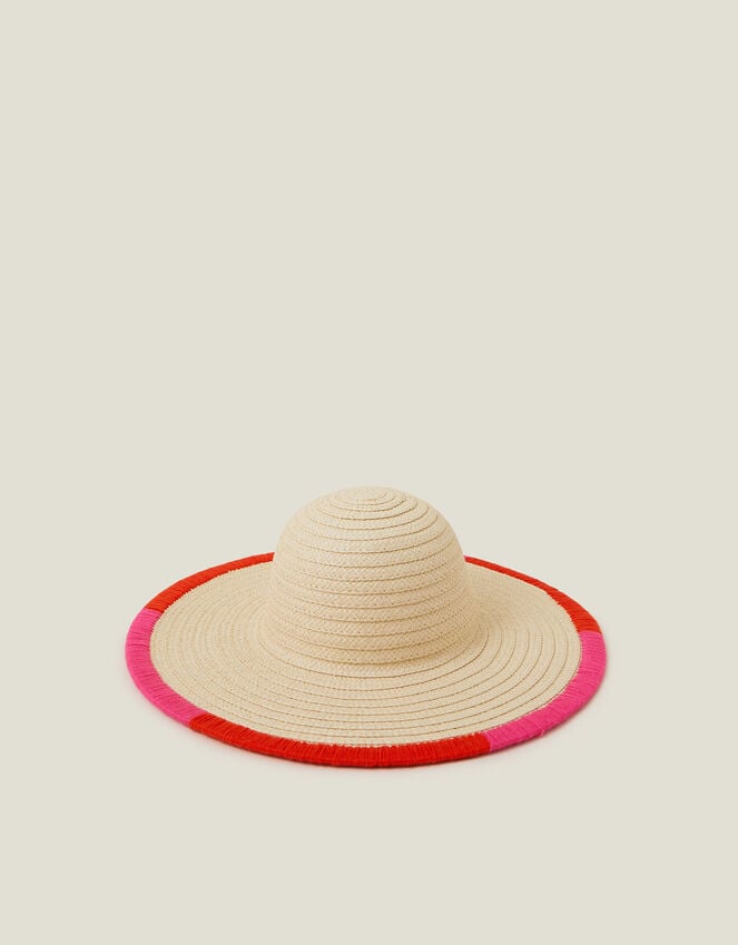 accessorize Colourful Trim Floppy Straw Hat