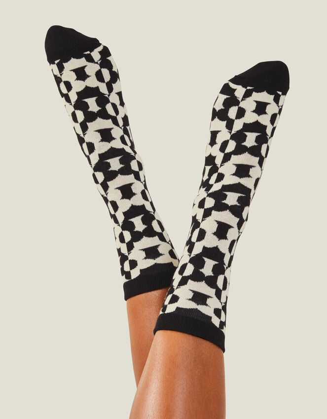 Accessorize Contrast Retro Flower Print Socks