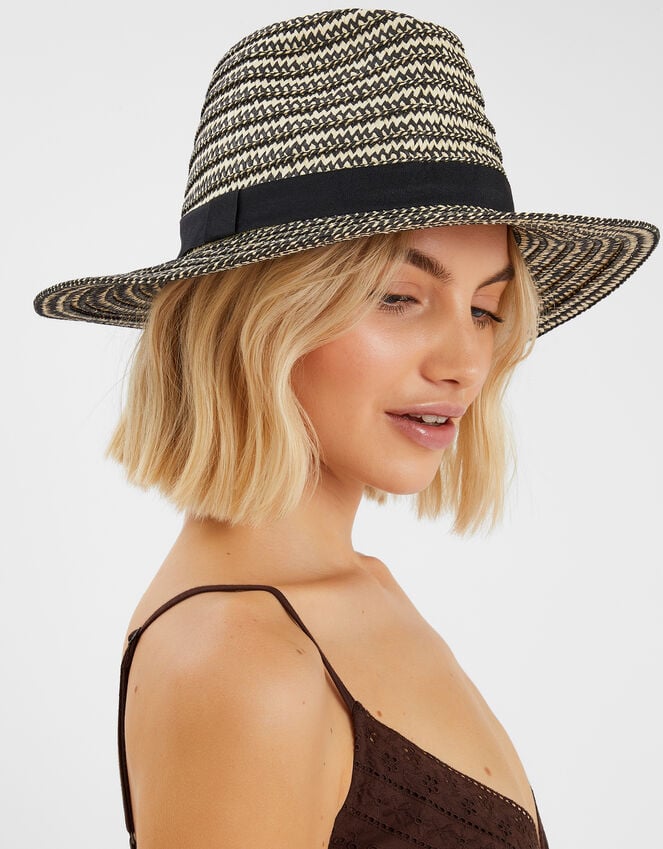 Accessorize Contrast Woven Straw Hat