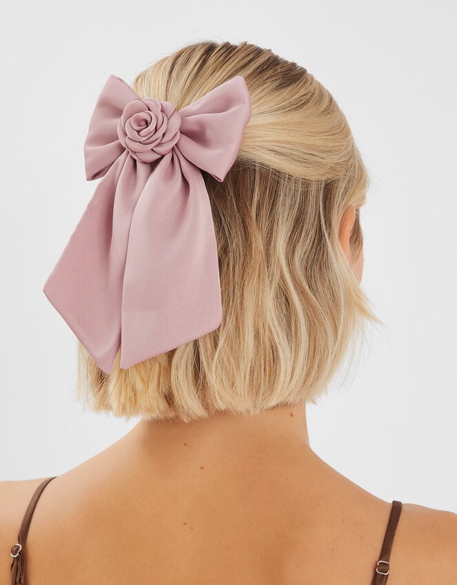 Accessorize Corsage Bow Barrette Hair Clip Pink