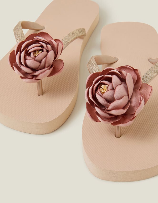 Accessorize Corsage Flip Flops Nude