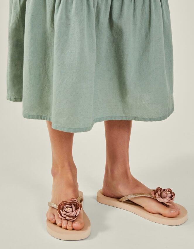 Accessorize Corsage Flip Flops Nude