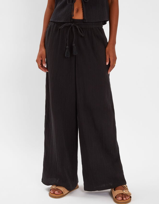Accessorize Crinkle Beach Trousers Black