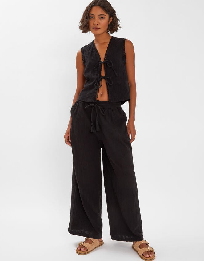 accessorize Crinkle Beach Trousers Black