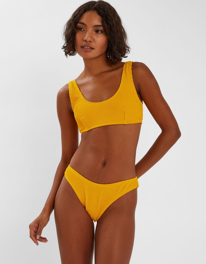 Accessorize Crinkle Crop Bikini Top Yellow