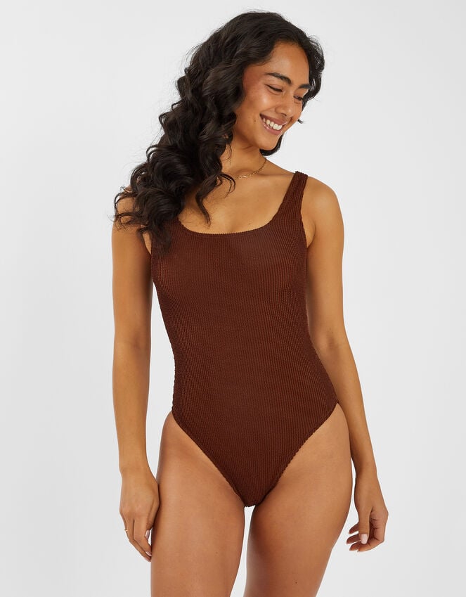 accessorize Crinkle Swimsuit Brown