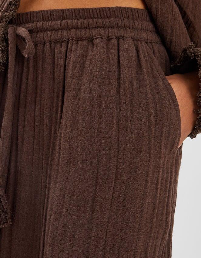 Accessorize Crinkle Wide Leg Trousers Brown