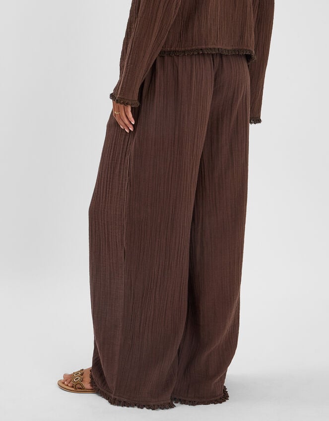 Accessorize Crinkle Wide Leg Trousers Brown