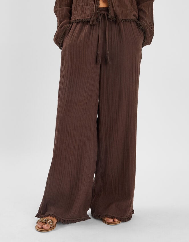 accessorize Crinkle Wide Leg Trousers Brown