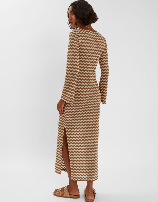 Accessorize Crochet Long Sleeve Maxi Dress Natural