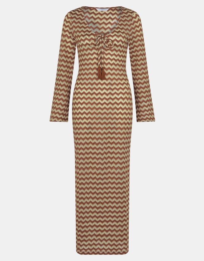 Accessorize Crochet Long Sleeve Maxi Dress Natural