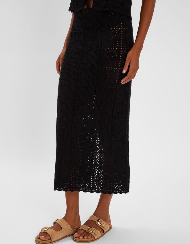 Accessorize Crochet Maxi Beach Skirt Black