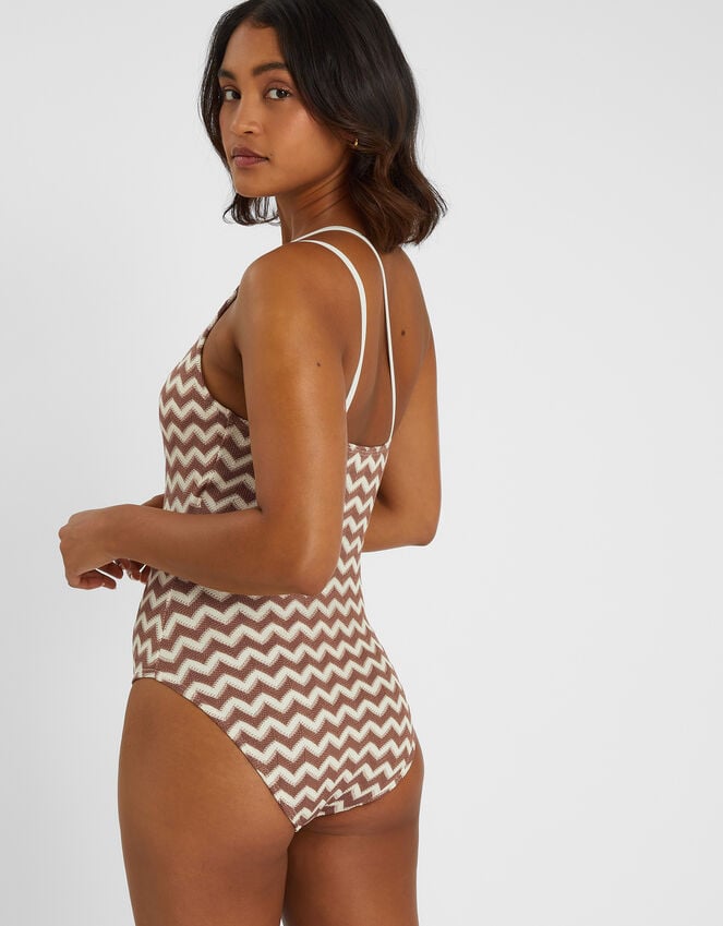 Accessorize Crochet One-Shoulder Swimsuit Natural