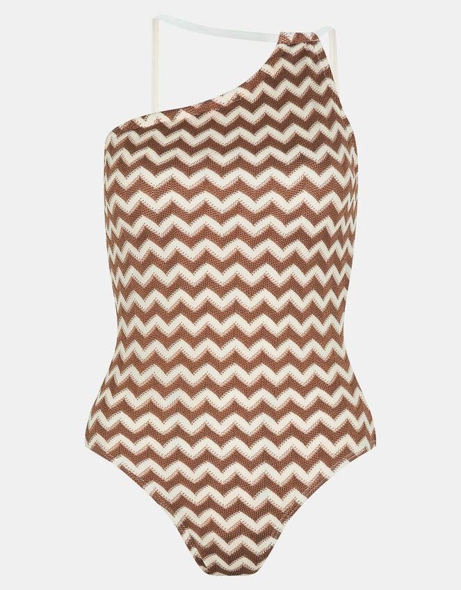 Accessorize Crochet One-Shoulder Swimsuit Natural