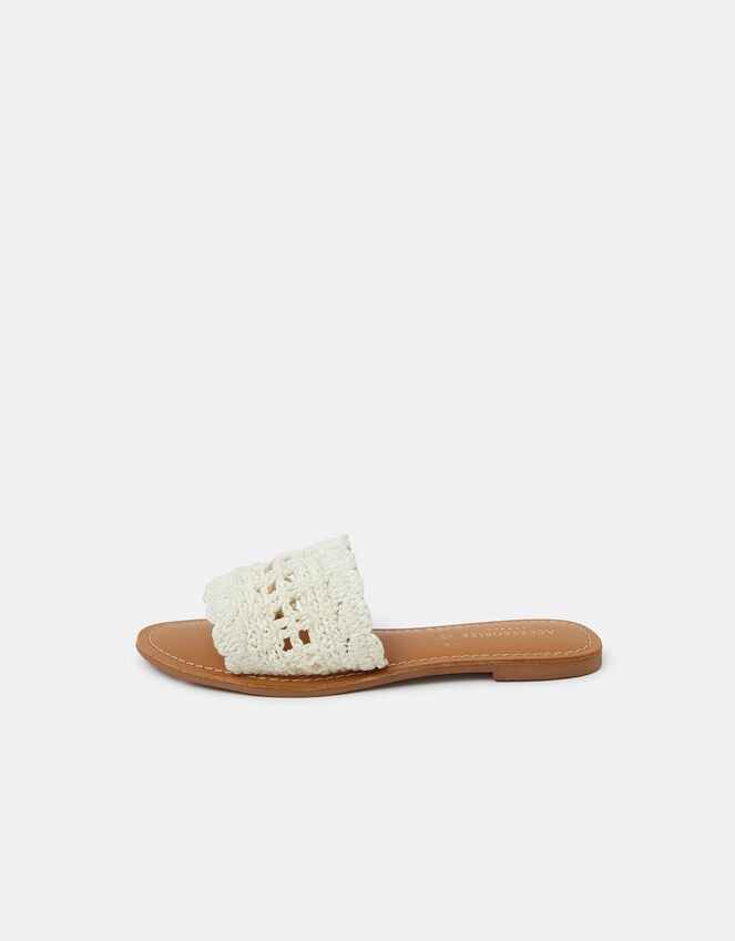Accessorize Crochet Sliders Cream Cream