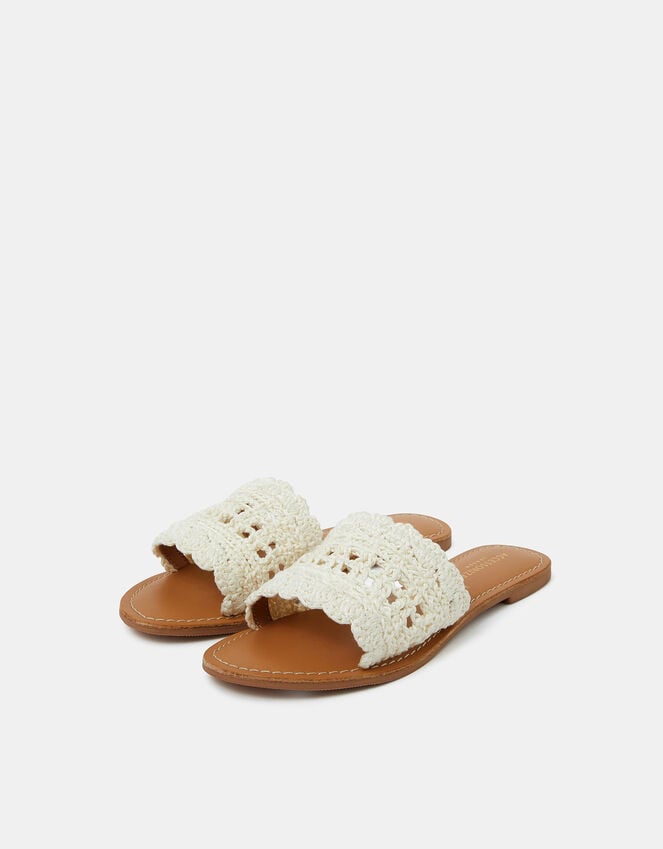 accessorize Crochet Sliders Cream Cream