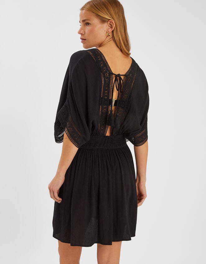 Accessorize Crochet Trim Kaftan Black