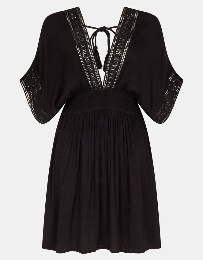 Accessorize Crochet Trim Kaftan Black