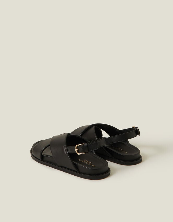 Accessorize Cross Strap Leather Sandals Black