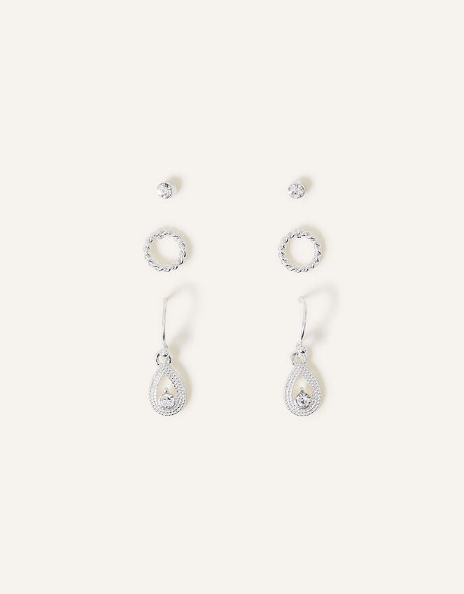 Accessorize Crystal Drop Earrings Set Of Three