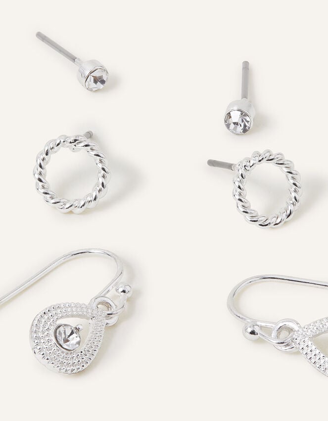 accessorize Crystal Drop Earrings Set of Three