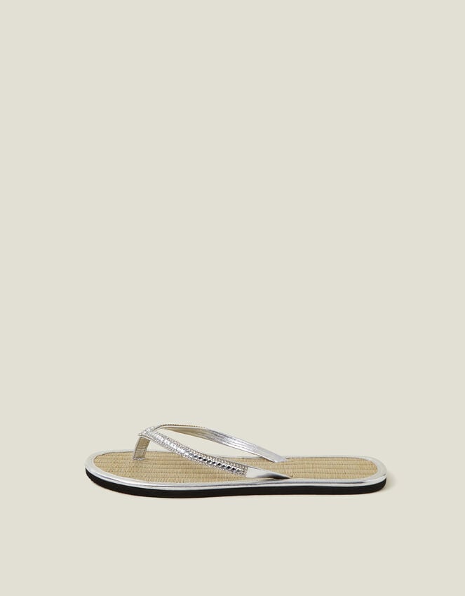 Accessorize Crystal Seagrass Sandals Silver