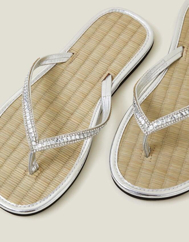 Accessorize Crystal Seagrass Sandals Silver