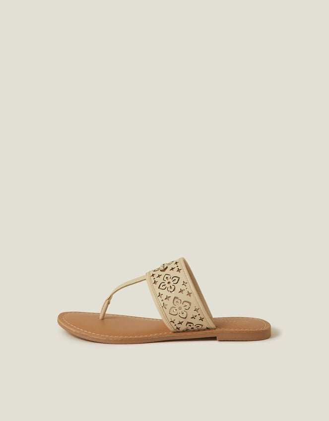 Accessorize Cut-Out Strap Flip Flop Sandals Cream
