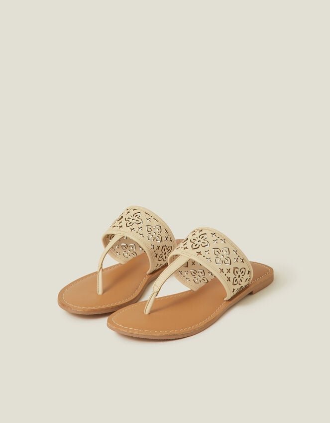 accessorize Cut-Out Strap Flip Flop Sandals Cream