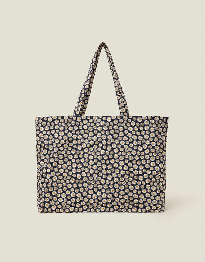 Accessorize Daisy Print Cotton Shopper Bag Navy