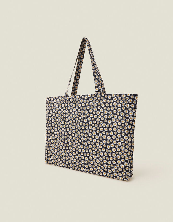 Accessorize Daisy Print Cotton Shopper Bag Navy