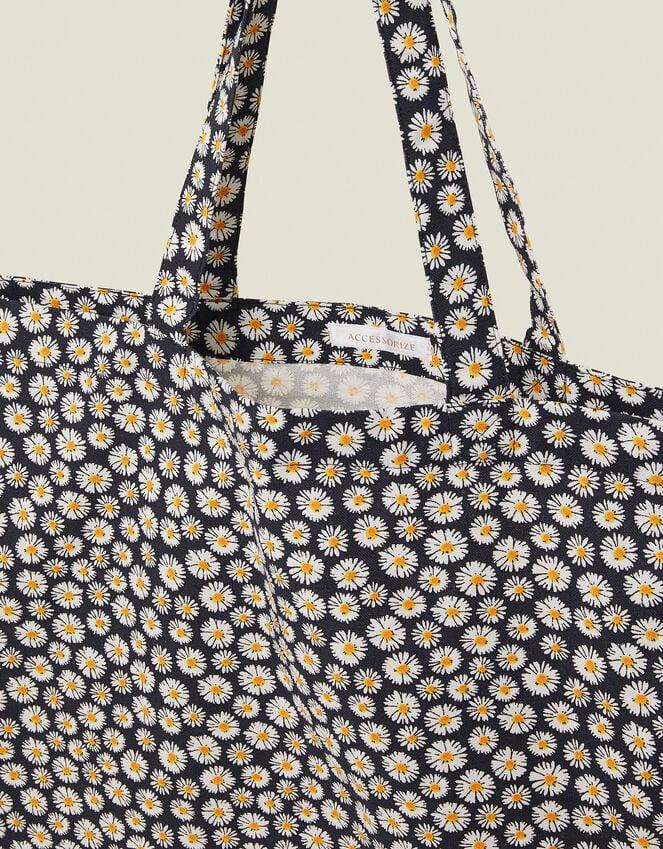 Accessorize Daisy Print Cotton Shopper Bag Navy
