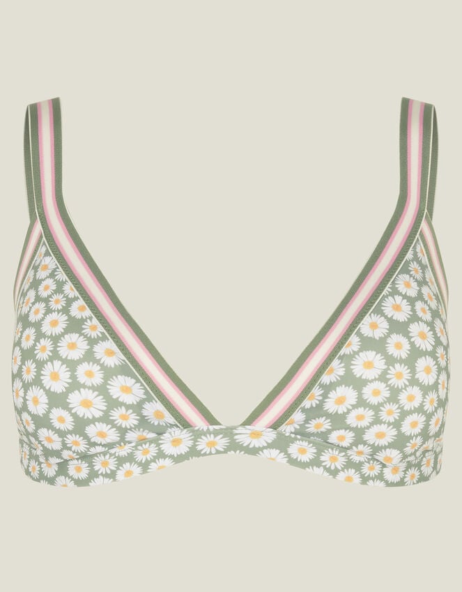 Accessorize Daisy Print Triangle Bikini Top Green