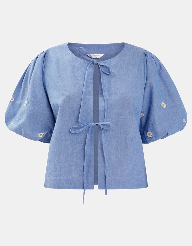 Accessorize Daisy Puff-Sleeve Tie Top Blue
