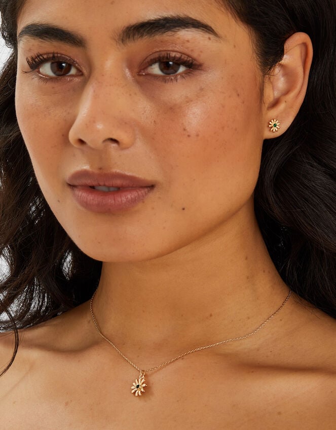 Accessorize Daisy Stud Earrings And Necklace Set