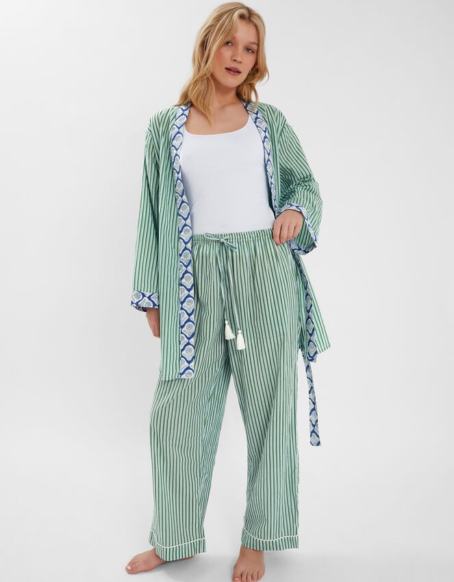 accessorize Dandelion Stripe Short Robe Green